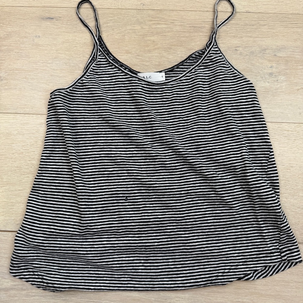 ALC Black and White Striped Camisole Top